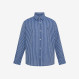 BOY'S SHIRT LINEN STRIPE L/S NAVY BLUE/AVIO