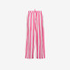 Pantaloni in lino a righe bianche e fucsia