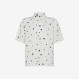 White and navy blue polka-dot linen shirt