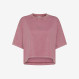 Dark pink cropped cotton jersey T-shirt