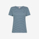 T-SHIRT ROUND NECK STRIPES LINEN S/S OFF WHITE/DARK AVIO