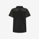 Black broderie anglaise cotton polo shirt