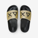 Sandali slide in PU nero e oro