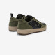 Dark military Genius tumbled leather and suede sneaker