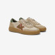 Beige Luis Low tumbled leather and suede sneaker