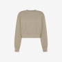 Felpa cropped in cotone stone