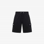 Black cotton fleece cargo shorts