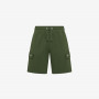 Dark green cotton fleece cargo shorts