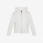 Felpa in cotone bianco panna con cappuccio e zip