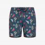 Navy blue printed nylon swim shorts