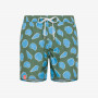 Dark green printed nylon swim shorts