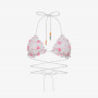Bikini in nylon con ricamo bianco e fucsia fluo