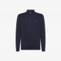 Wool and cotton zip jumper NAVY BLUE