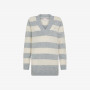 V NECK BIG STRIPES GRIGIO MEDIO/BIANCO PANNA