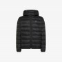 Black nylon hooded puffer jacket
