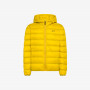 Yellow nylon hooded puffer jacket