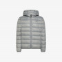 Medium grey nylon hooded puffer jacket