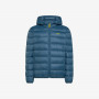 Dark avio nylon hooded puffer jacket