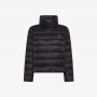Black quilted nylon puffer jacket with high collar