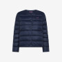Navy blue quilted nylon crew-neck jacket