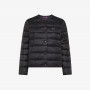 Black quilted nylon crew-neck jacket