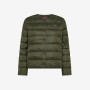 Dark military quilted nylon crew-neck jacket