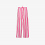 Pantaloni in lino a righe bianche e fucsia