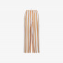 Pantaloni in lino a righe bianche e cammello