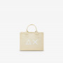 Beige cotton canvas beach bag