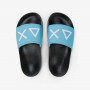 BOY'S SLIPPERS LOGO BLACK/TURQUOISE