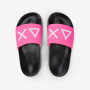 GIRL'S SLIPPERS LOGO BLACK/FUXIA FLUO