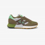 Jaki Bicolor military green and light grey nylon and suede sneaker