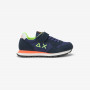 Boys’ Tom Fluo nylon and suede sneaker NAVY BLUE