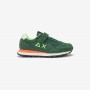 Boys’ Tom Fluo nylon and suede sneaker DARK GREEN