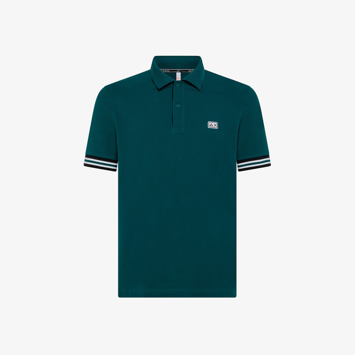 POLO STRIPES ON FRONT PLACKET AND CUFFS EL. VERDE INGLESE