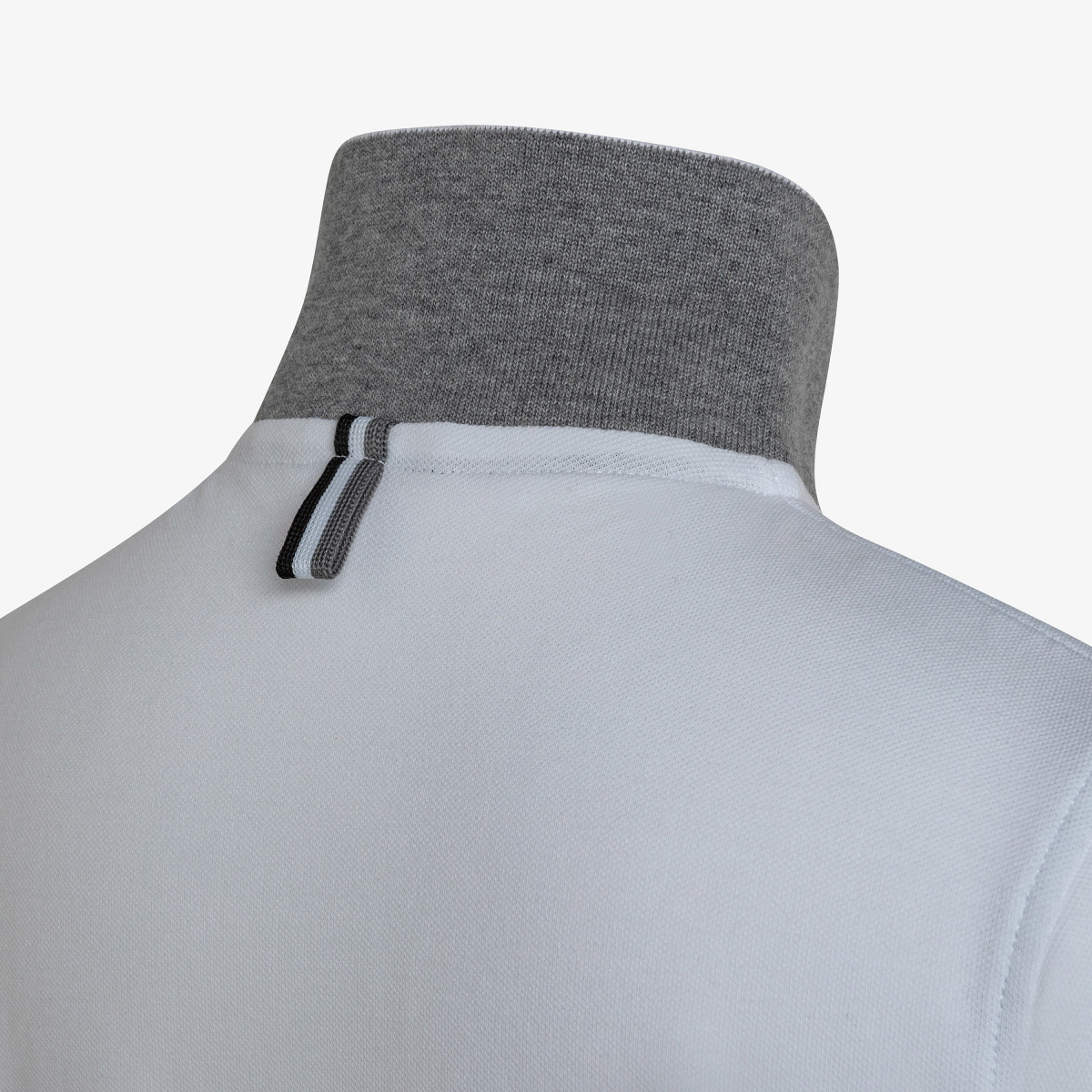 BOY'S POLO STRIPES ON FRONT PLACKET & CUFFS EL. BIANCO