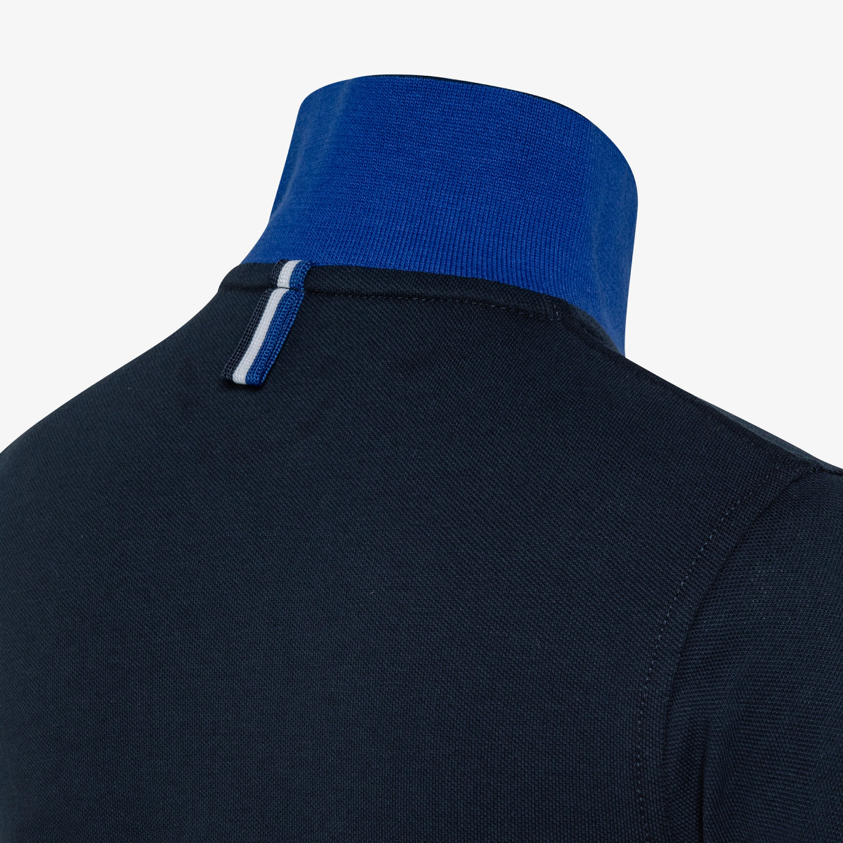 BOY'S POLO STRIPES ON FRONT PLACKET & CUFFS EL. NAVY BLUE