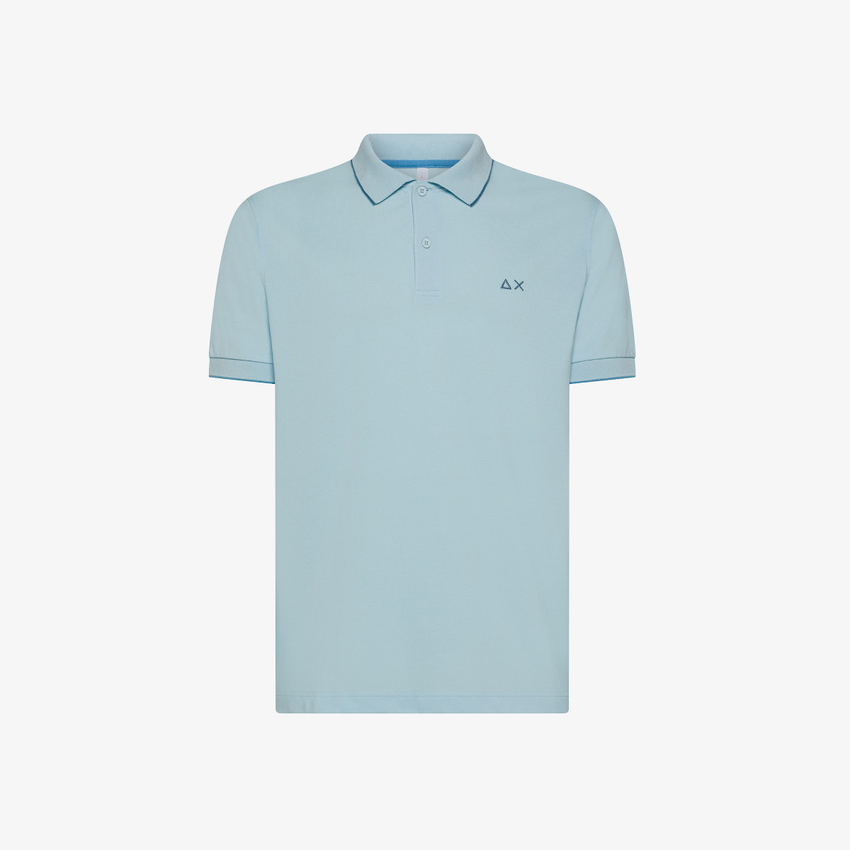 POLO SMALL STRIPES ON COLLAR S/S LIGHT BLUE