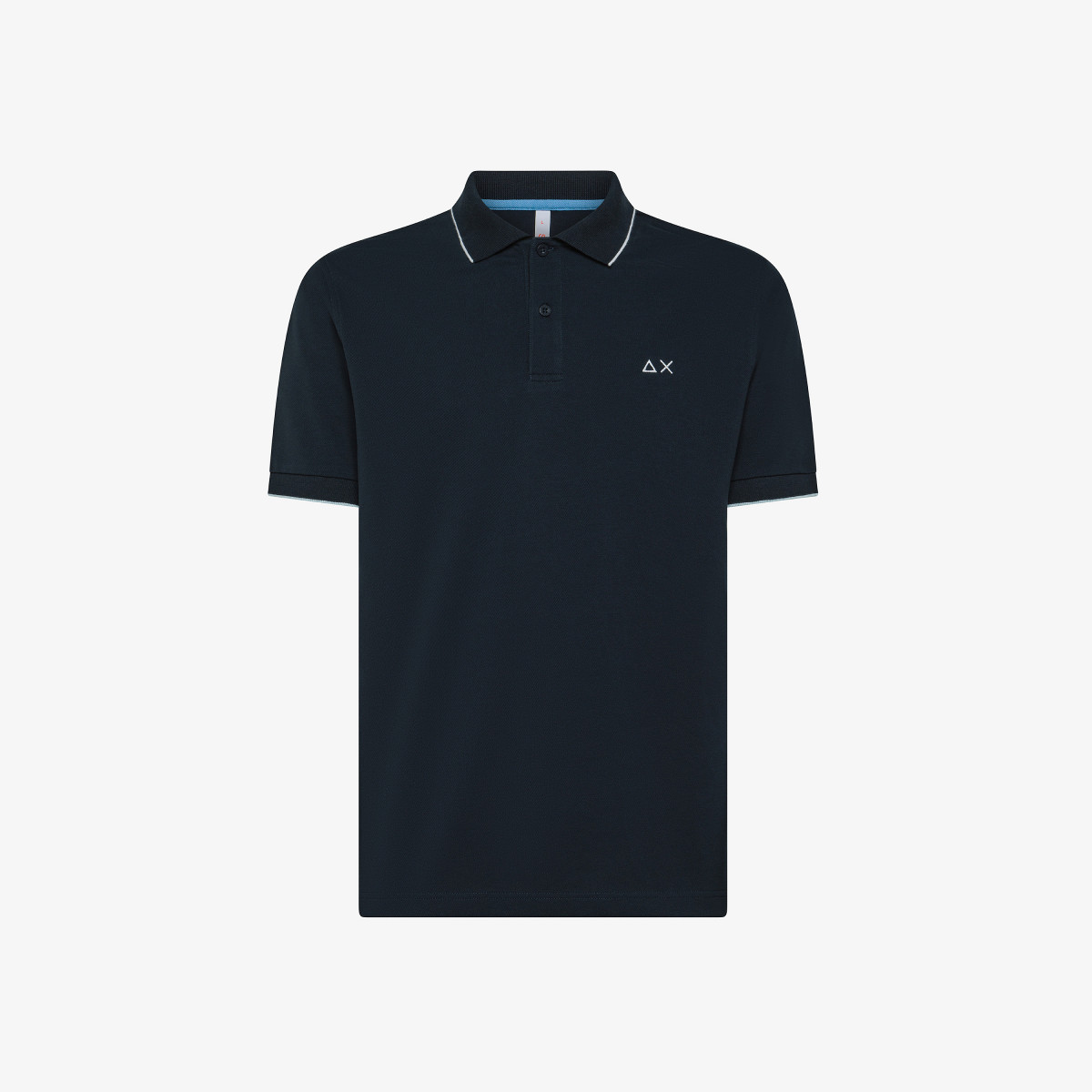 POLO SMALL STRIPES ON COLLAR S/S NAVY BLUE