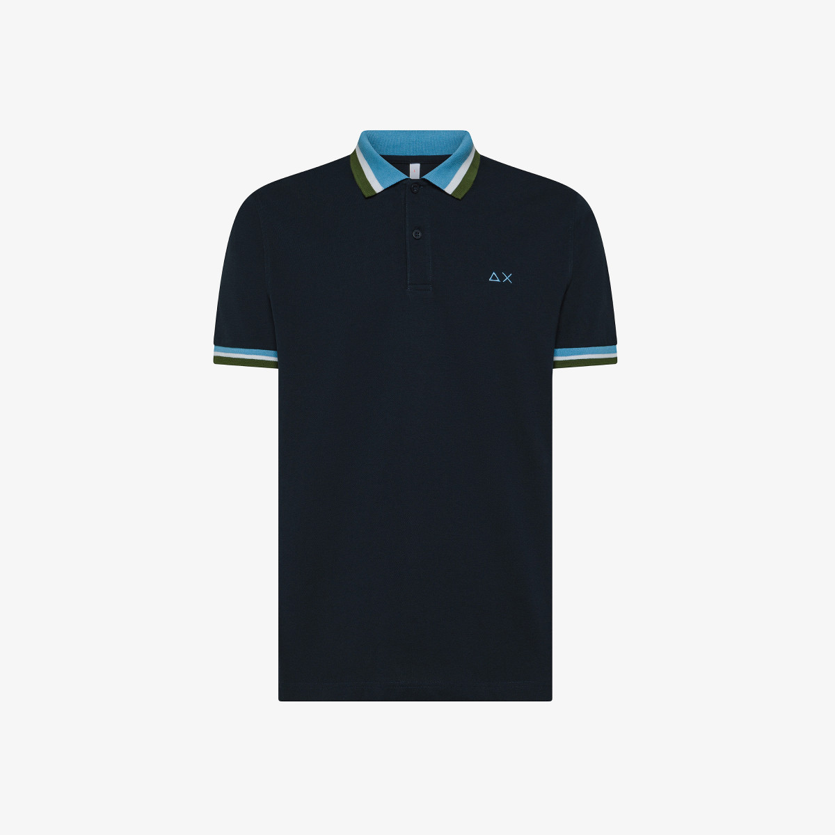 Navy blue cotton piqué polo shirt
