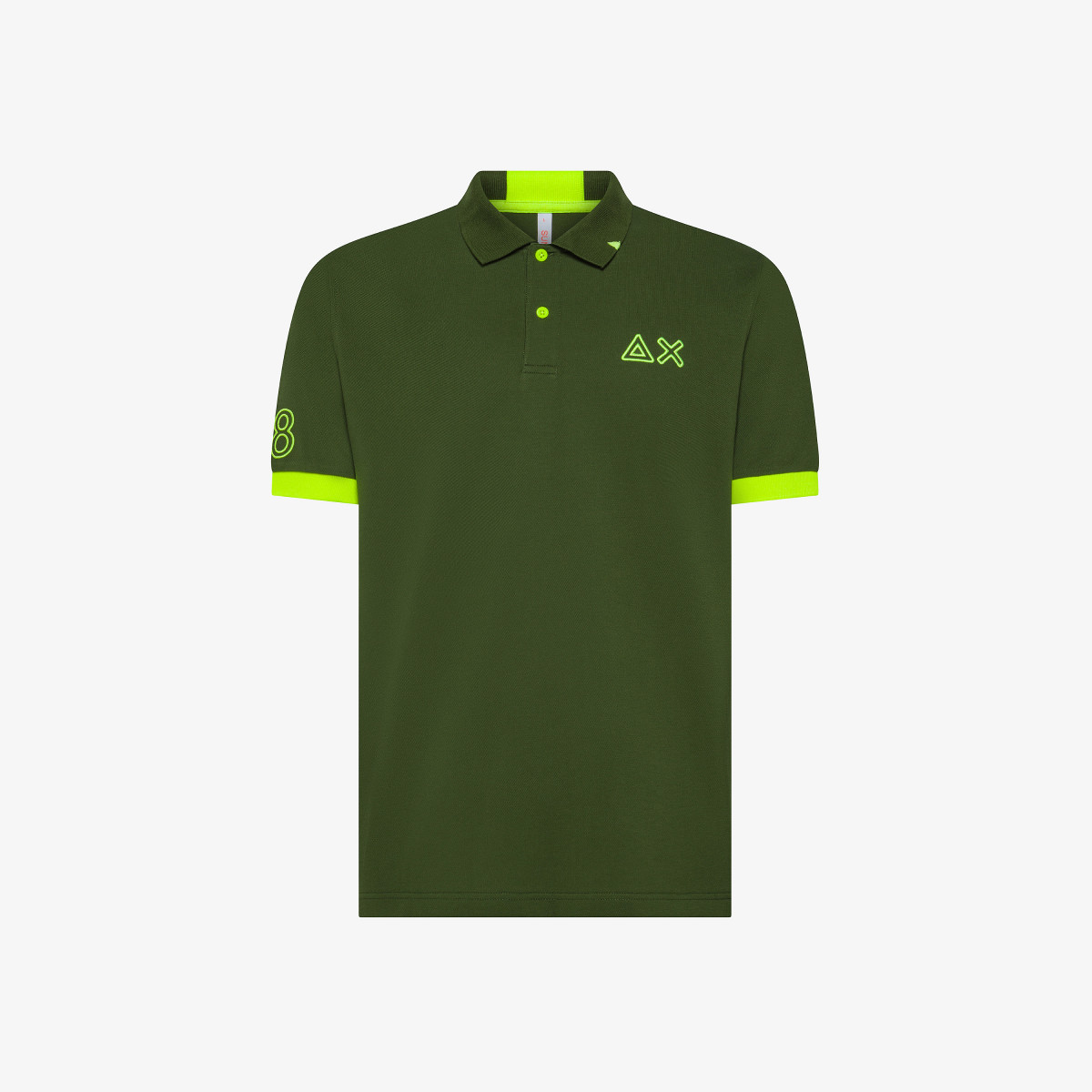 POLO LOGO FLUO S/S VERDE SCURO