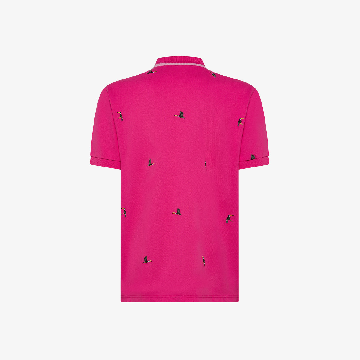 Fuchsia polo shirt with embroidered detailing
