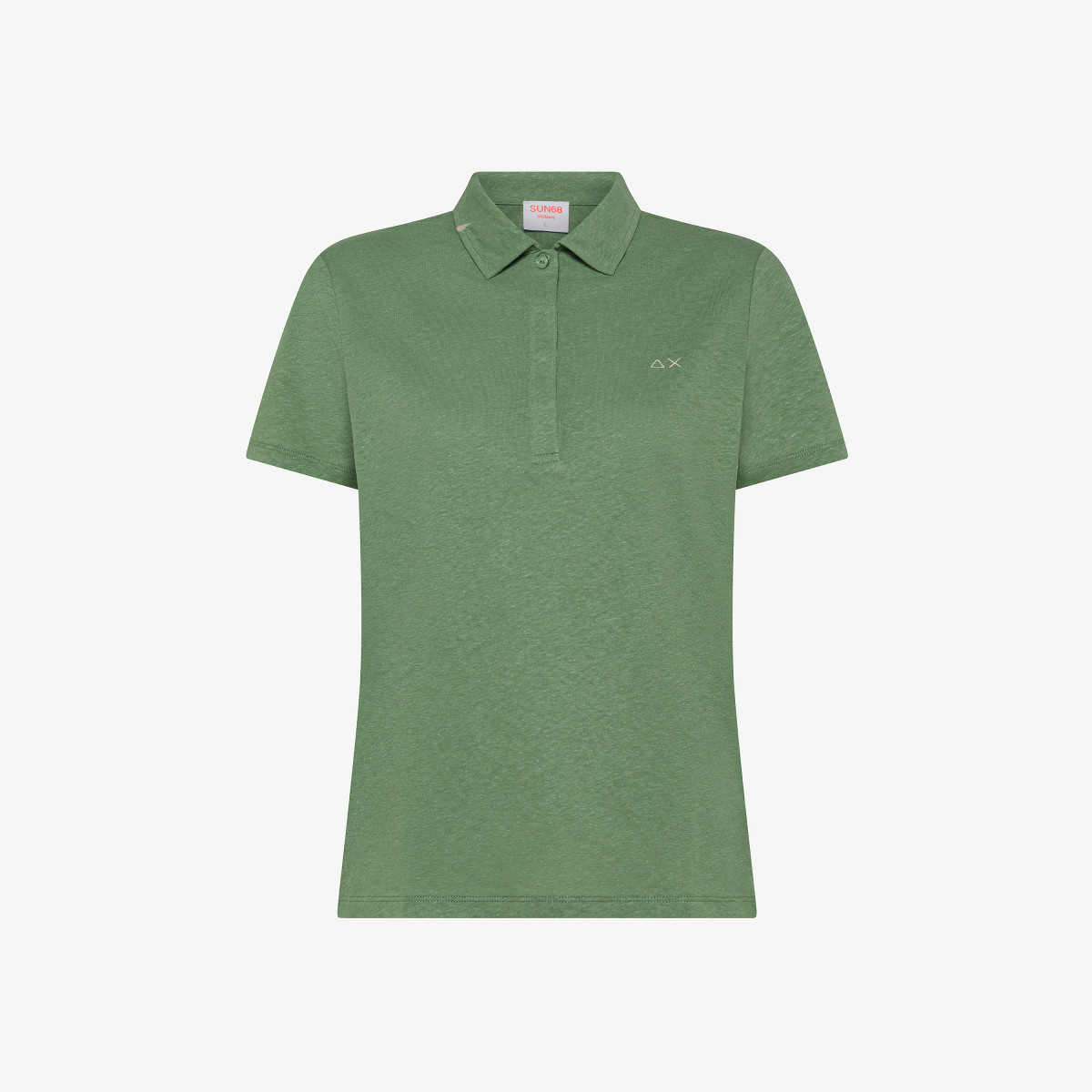 Polo in lino e cotone verde salvia