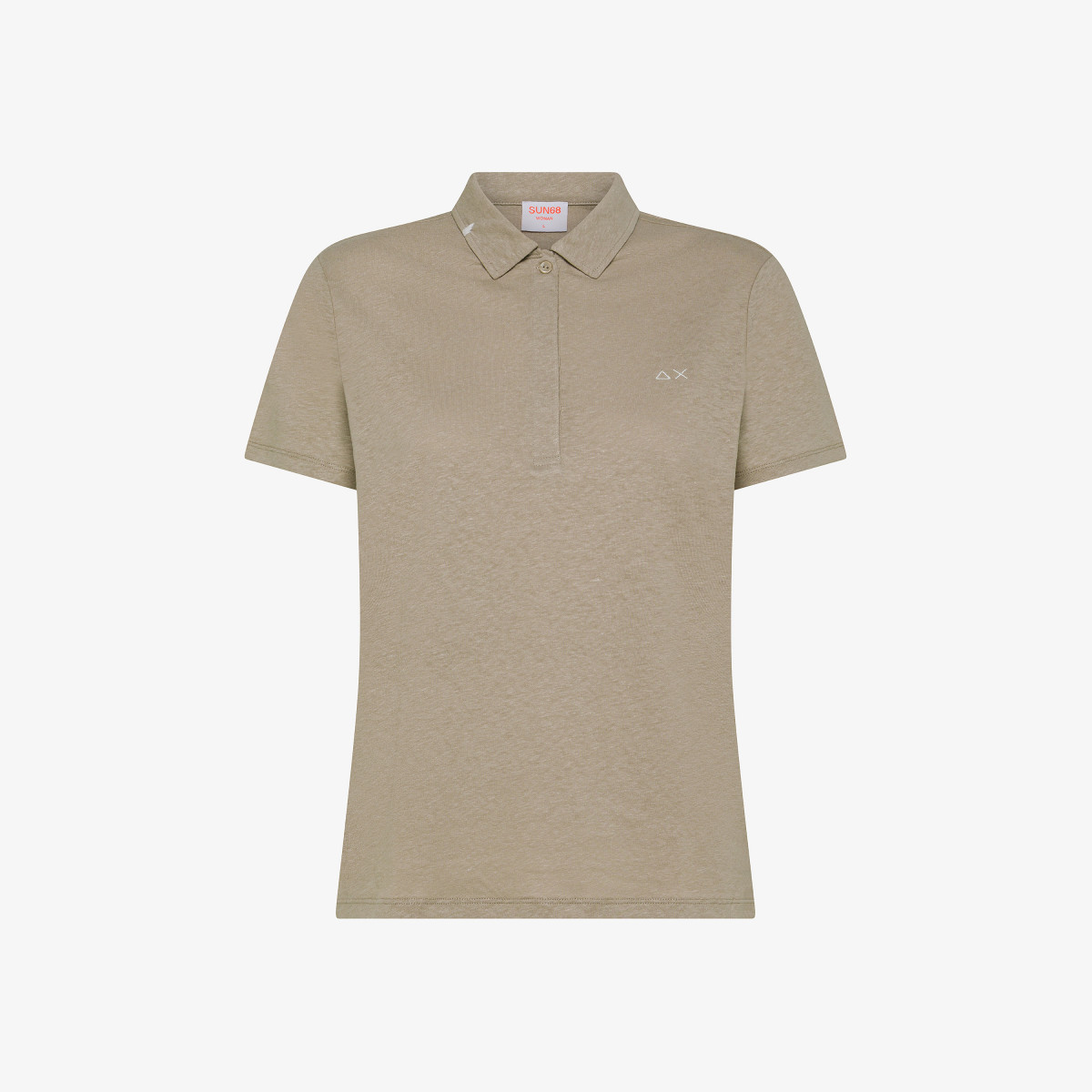 Polo in lino e cotone stone