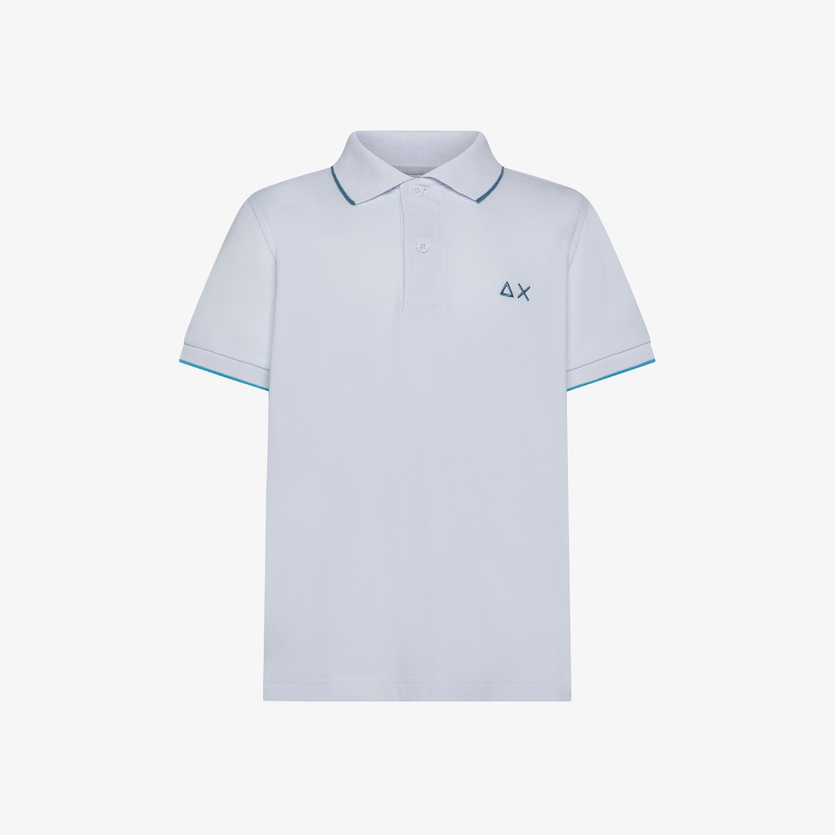 BOY'S POLO SMALL STRIPES ON COLLAR S/S BIANCO