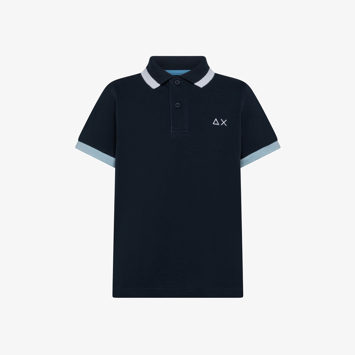 BOY'S POLO BIG STRIPES ON COLLAR S/S NAVY BLUE