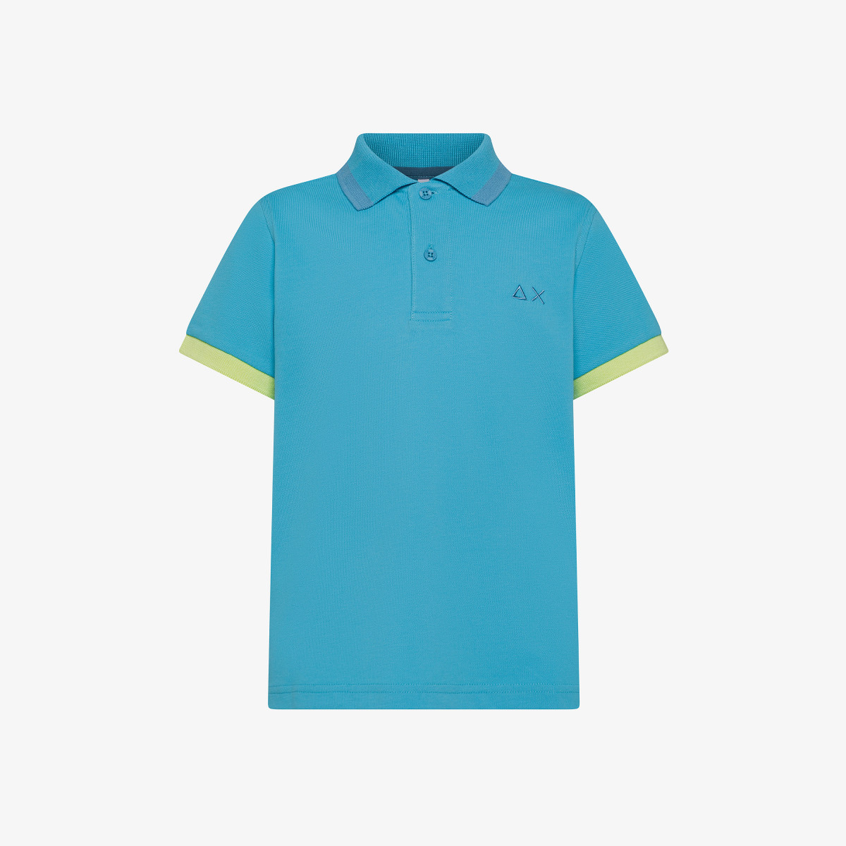 BOY'S POLO BIG STRIPES ON COLLAR S/S TURCHESE