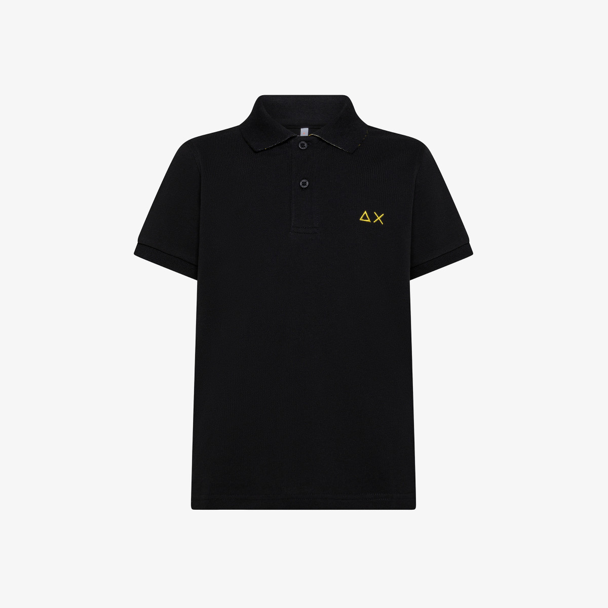 Black polo shirt with floral print