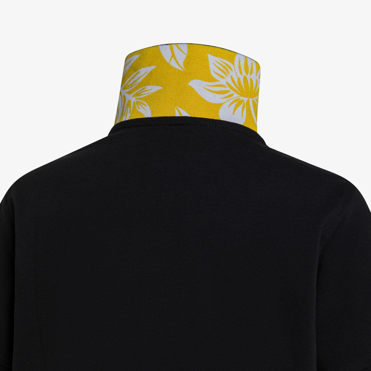 Black polo shirt with floral print