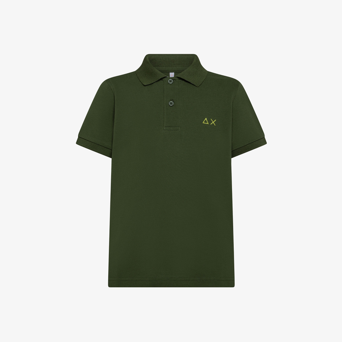 Dark green polo shirt with floral print
